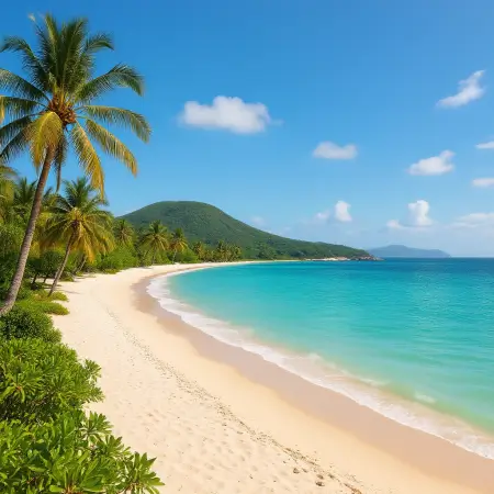 Живописный пейзаж курортного города Санья на острове Хайнань в Китае