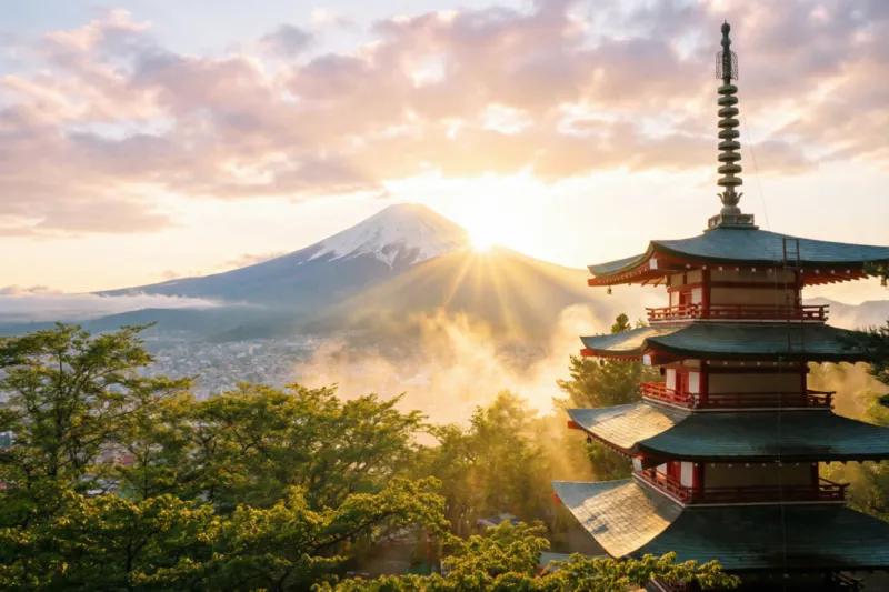 Пагода Тюрэйто (Chureito Pagoda), расположенная в парке Аракураяма Сэнгэн.