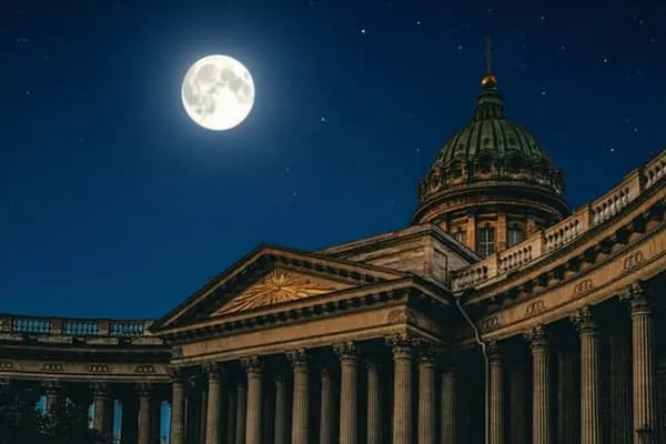 Казанский собор в Санкт-Петербурге в ночное время