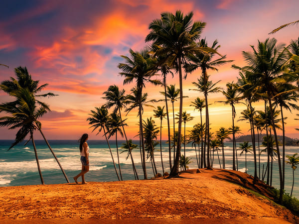 Красивый рассвет на острове Шри-Ланка